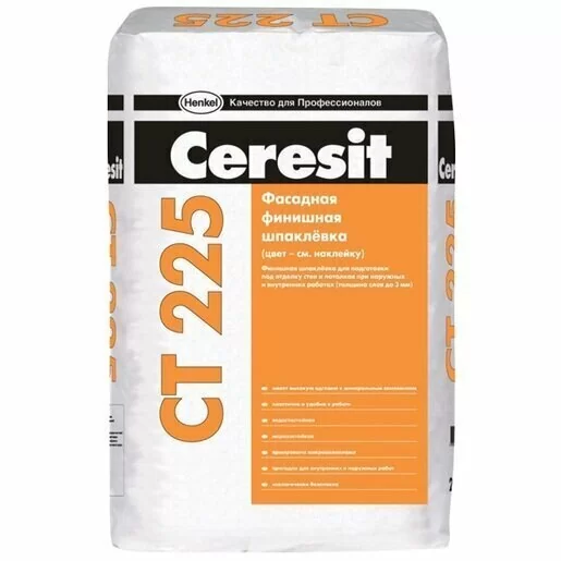 Шпаклёвка цементная Ceresit CT 225 фасадная финишная серая 25 кг от магазина ЛесКонПром.ру
