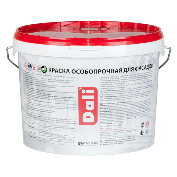 Краска фасадная латексная особопрочная Dali Professional база C 9 л от магазина ЛесКонПром.ру