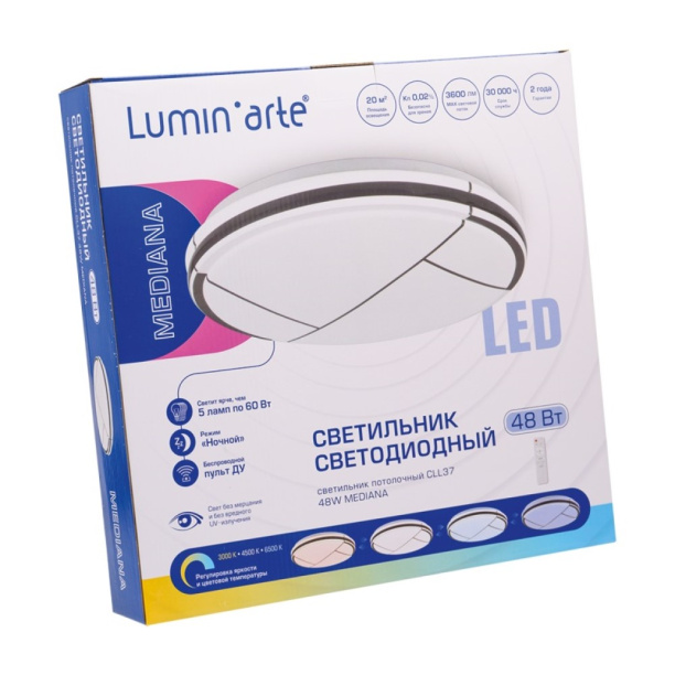 Светильник настенно-потолочный Luminarte Медиана 48 Вт LED 3600 Лм 38 см с пультом ДУ от магазина ЛесКонПром.ру