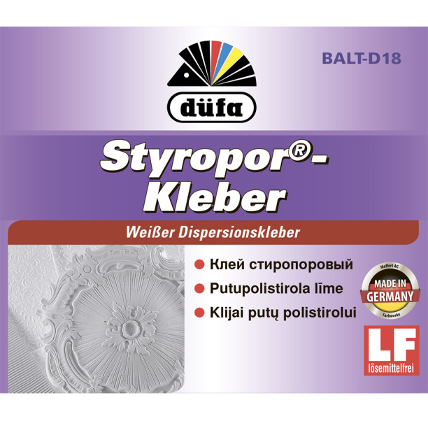 Клей для потолочных покрытий dufa Styropor Kleber 1 кг белый от магазина ЛесКонПром.ру