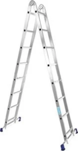 Алюминиевая профессиональная двухсекционная шарнирная универсальная лестница 2Х8 АЛЮМЕТ арт. Т208
