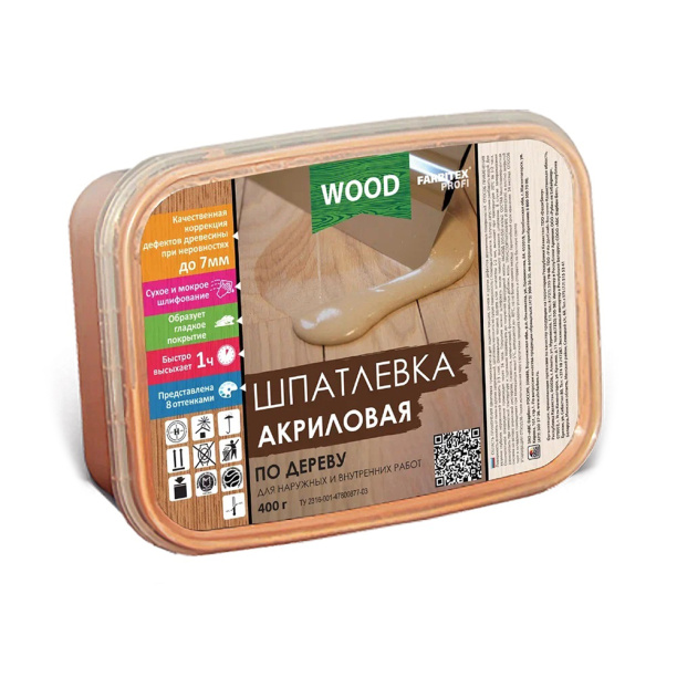 Шпатлевка по дереву FARBITEX PROFI WOOD 0,4 кг орех от магазина ЛесКонПром.ру