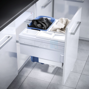 Система хранения белья Laundry Carrier 80л на выдвижной фасад 600 мм, 4 корзины, белый/синий HAILO