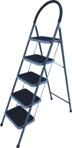 Стремянка-стул стальная с широкими ступенями АЛЮМЕТ 5 ступеней (арт. МСН 205)