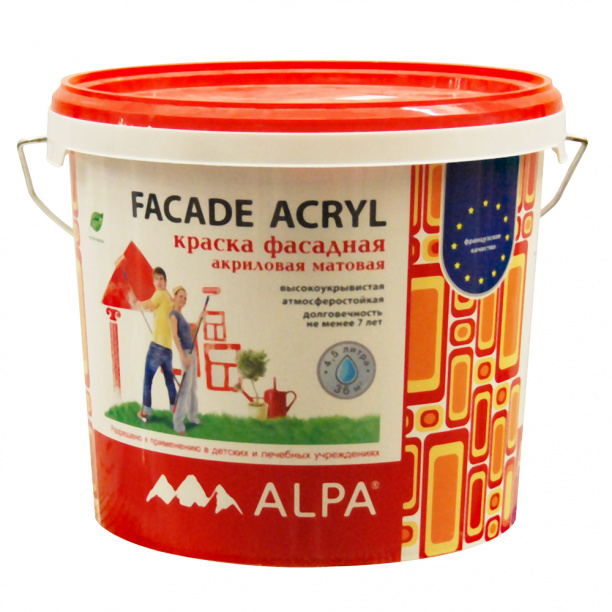 Краска фасадная акриловая Alpa Facade Acryl 4,5 л от магазина ЛесКонПром.ру