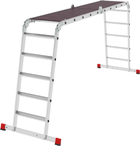 Профессиональная алюминиевая лестница-трансформер с развальцованными ступенями и помостом, ширина 650 мм NV3335 НОВАЯ ВЫСОТА 4Х5 арт.3335405