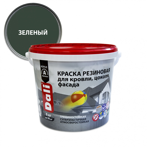 Краска фасадная Daliрезиновая акриловая зеленая 6 кг от магазина ЛесКонПром.ру