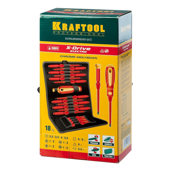 Набор отверток диэлектрических KRAFTOOL X-Drive Electro 18 шт от магазина ЛесКонПром.ру