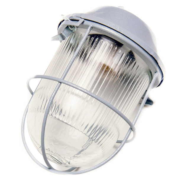 Подвесной светильник Элетех Желудь 1х100 Вт Е27 IP52 с решеткой серый от магазина ЛесКонПром.ру