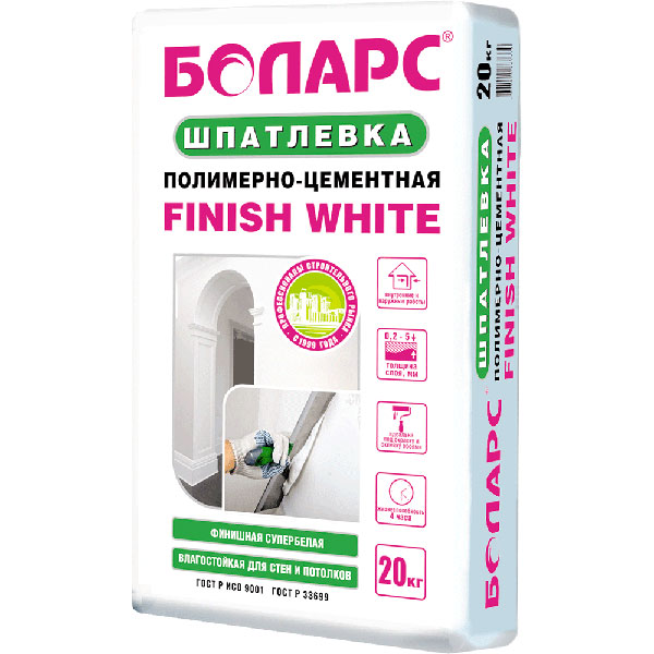 Шпатлевка Боларс Finish White полимерно цементная, 20 кг от магазина ЛесКонПром.ру