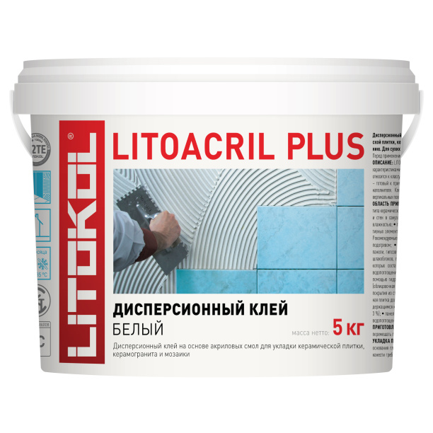 Готовый клей для плитки LITOKOL LITOACRIL PLUS 5 кг от магазина ЛесКонПром.ру