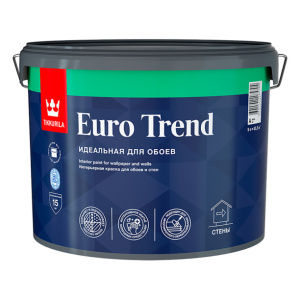 Краска моющаяся для обоев матовая TIKKURILA Euro Trend белая 9 л