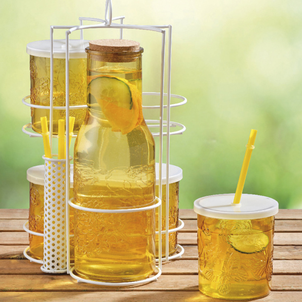 Набор лимонадница со стаканами на подставке 1,3 л микс от магазина ЛесКонПром.ру