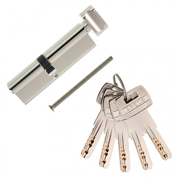 Цилиндр для замка APECS SM-100 45х55 мм ключ-завертка никель от магазина ЛесКонПром.ру