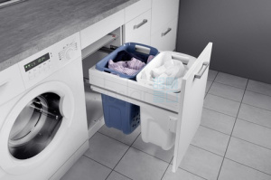 Система хранения белья Laundry Carrier 66л на выдвижной фасад 450 мм, 2 корзины, белый/синий HAILO