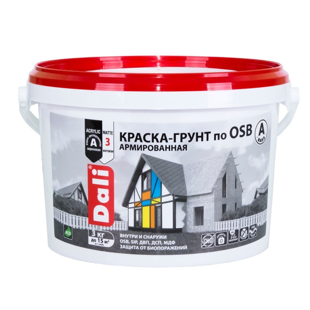 Краска-грунт по OSB Dali армированная белая база A 3 кг от магазина ЛесКонПром.ру