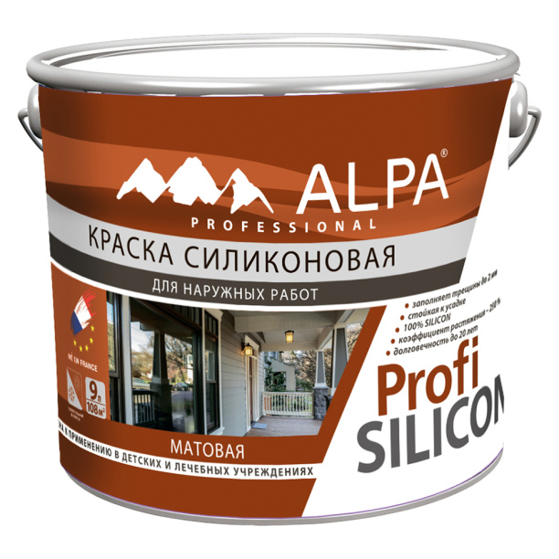 Краска фасадная силиконовая Alpa Profi Silicon белая 9 л от магазина ЛесКонПром.ру