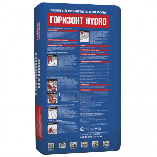 Ровнитель для пола Unis Горизонт Hydro 25 кг от магазина ЛесКонПром.ру