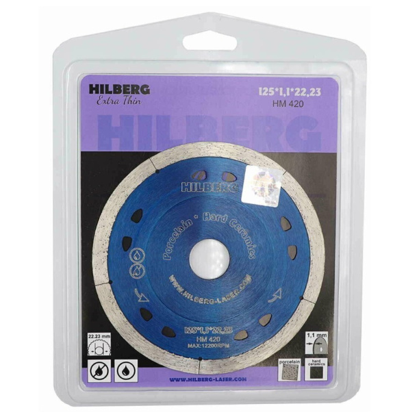 Сплошной алмазный диск по керамограниту Hilberg Extra Thin 125x1,1x22,2 мм от магазина ЛесКонПром.ру