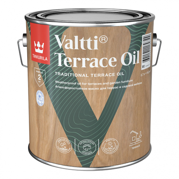 Масло деревозащитное для террас TIKKURILA Valtti Terrace Oil база EC 2,7 л от магазина ЛесКонПром.ру