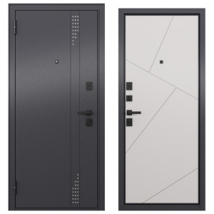 Дверь входная металлическая Линея 2050х960х90 мм левая Графит/Белый софт