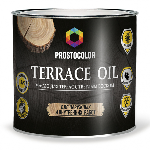 Масло для террас с твёрдым воском PROSTOCOLOR Terrace Oil 2,2 л графит от магазина ЛесКонПром.ру