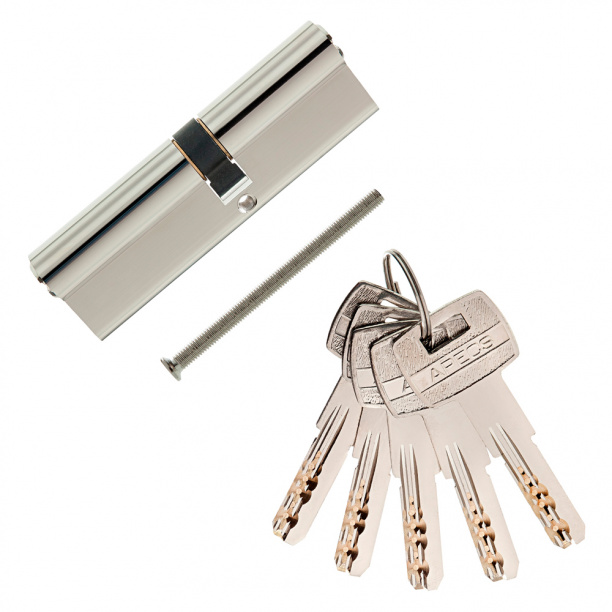 Цилиндр для замка APECS SM-100 45х55 мм ключ-ключ никель от магазина ЛесКонПром.ру