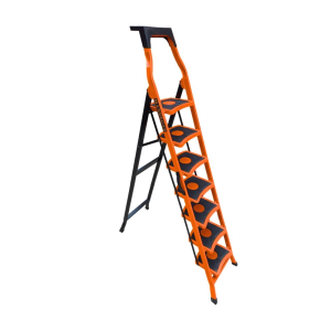 Стремянка стальная с 7 широкими ступенями SAMA оранжевого цвета (арт.S-7О)