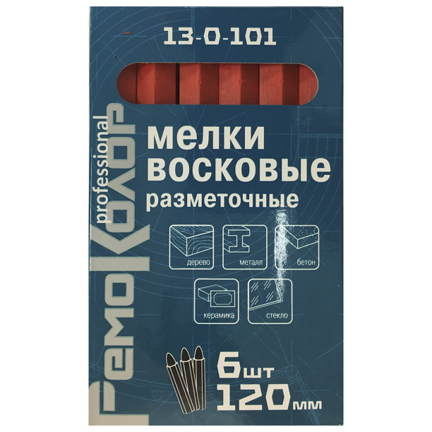 Мелки восковые РемоКолор 120 мм 6 шт красные от магазина ЛесКонПром.ру