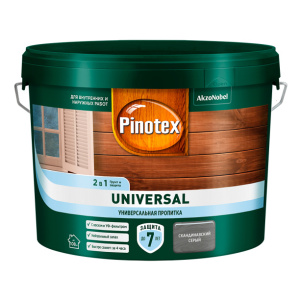 Пропитка универсальная акриловая Pinotex Universal 9 л скандинавский серый