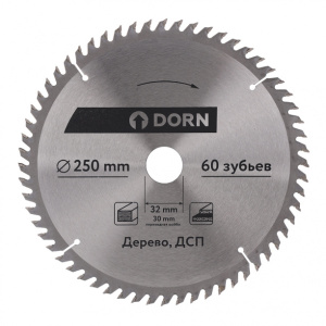 Пильный диск по дереву и ДСП DORN 250х32/30 мм Z=60