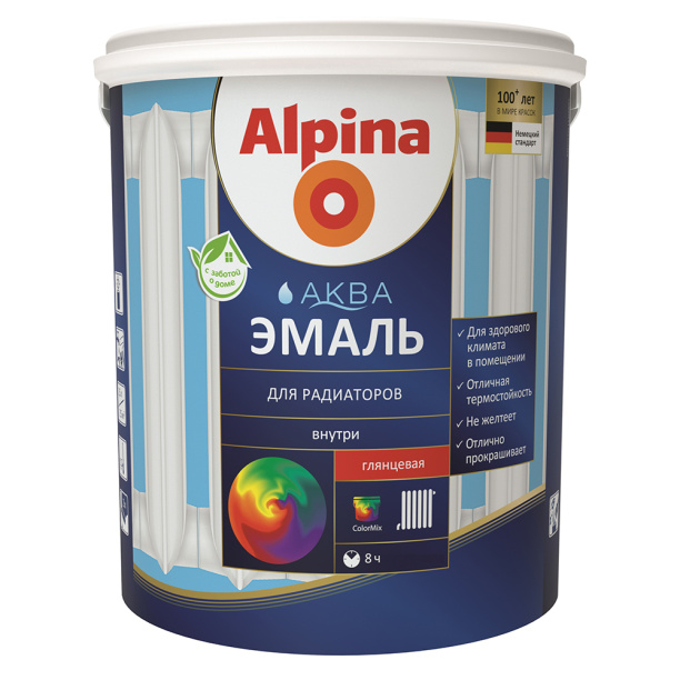 Эмаль для радиаторов акриловая Alpina глянцевая белая 0,9 л от магазина ЛесКонПром.ру