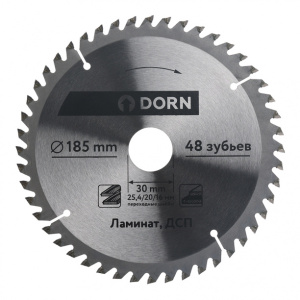 Пильный диск по ламинату и ДСП DORN 185х30/25,4/20/16 мм Z=48