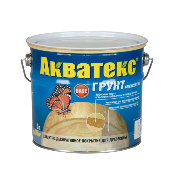 Грунтовка-антисептик Акватекс бесцветная 3 л от магазина ЛесКонПром.ру