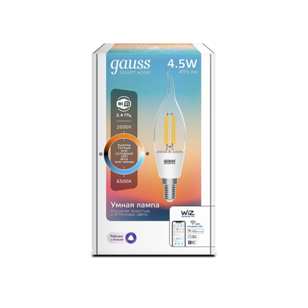 Светодиодная лампа Gauss Нити с Wi-Fi 4,5 Вт E14/B свеча на ветру от магазина ЛесКонПром.ру