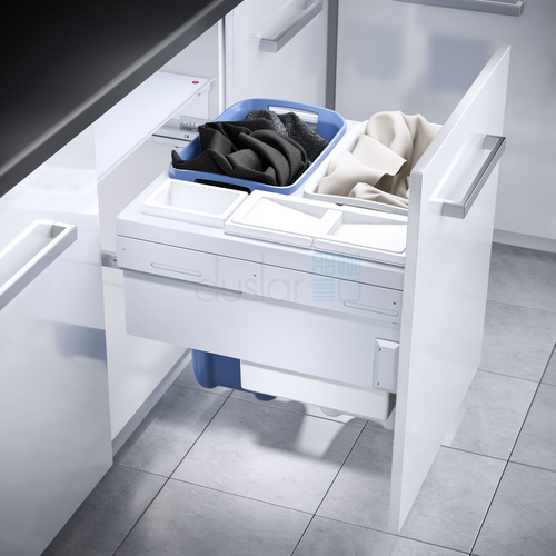 Система хранения белья Laundry Carrier 80л на выдвижной фасад 600 мм, 4 корзины, белый/синий HAILO от магазина ЛесКонПром.ру