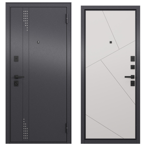Дверь входная металлическая Линея 2050х860х90 мм правая Графит/Белый софт от магазина ЛесКонПром.ру