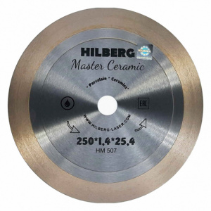 Алмазный диск по керамограниту Hilberg Master Ceramic рез под 45° 250x1,4x25,4 мм