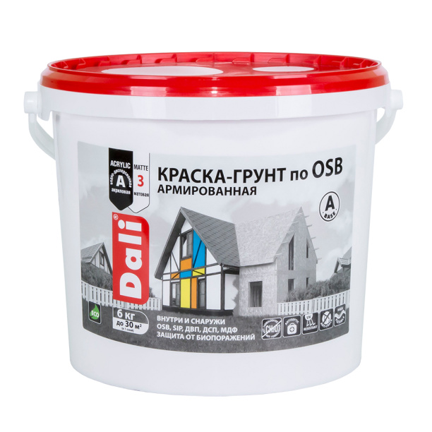Краска-грунт по OSB Dali армированная белая база A 6 кг от магазина ЛесКонПром.ру