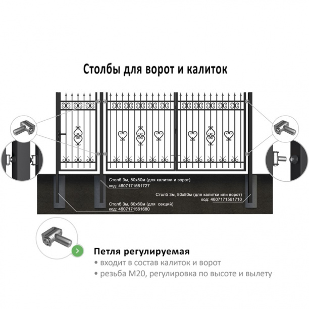Ворота распашные Вилфорд 3,5х1,9 м от магазина ЛесКонПром.ру
