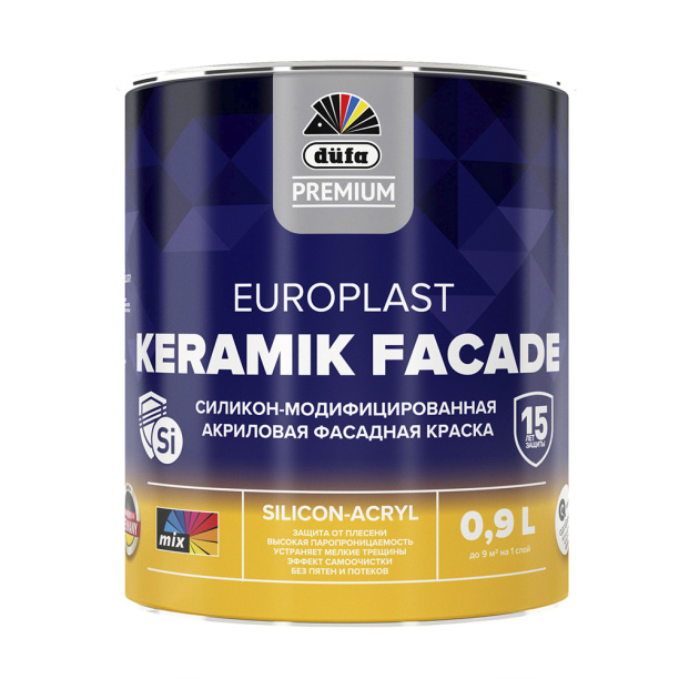 Краска фасад dufa PREMIUM Europlast Keramik Facade 0,9 л белая (база 1) от магазина ЛесКонПром.ру
