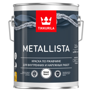 Эмаль по ржавчине гладкая TIKKURILA Metallista белая 2,5 л