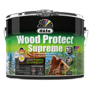 Пропитка декоративная dufa Wood Protect Supreme 9 л белая