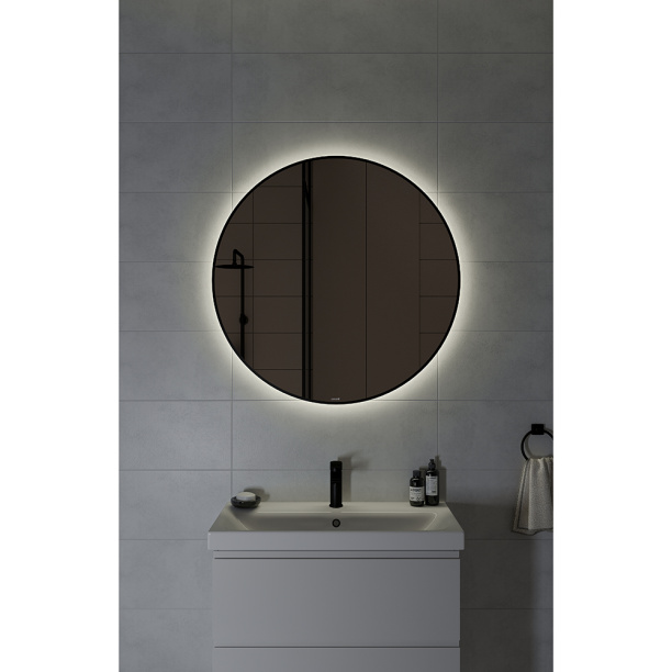 Зеркало Cersanit Eclipse smart d90 см черная рамка с подсветкой круглое от магазина ЛесКонПром.ру