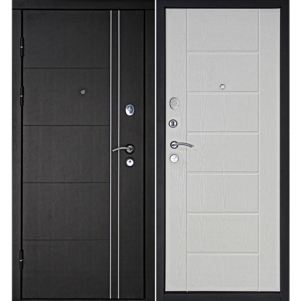 Дверь входная металлическая Тепло-Люкс дуб беленый 2050х960х102 мм левая от магазина ЛесКонПром.ру
