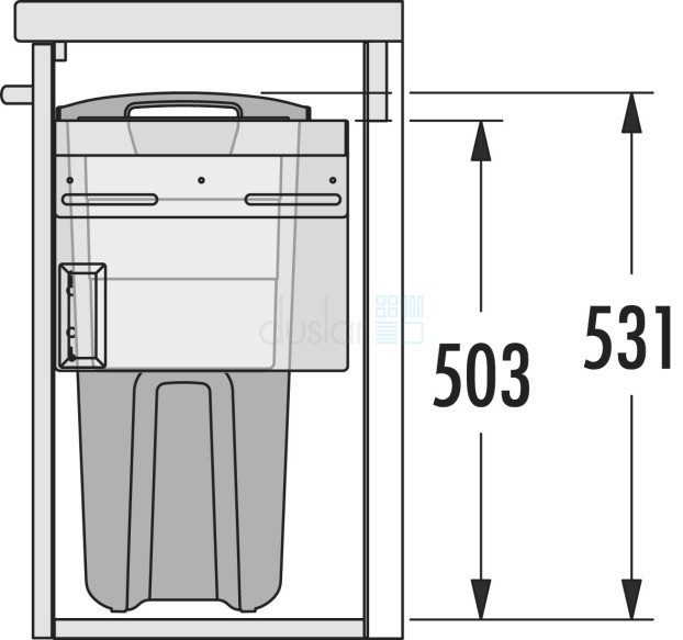 Система хранения белья Laundry Carrier Small на выдвижной фасад 600 мм, 1 корзина 33л, белый/серебро HAILO от магазина ЛесКонПром.ру