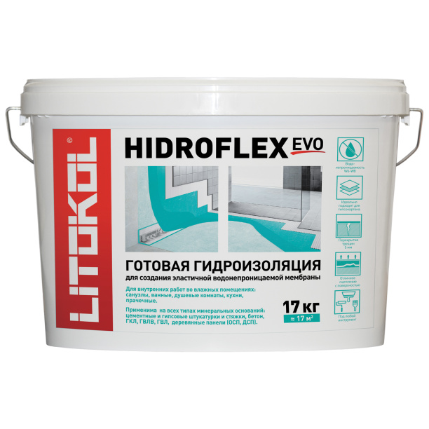 Гидроизоляция обмазочная полимерная LITOKOL HIDROFLEX 17 кг от магазина ЛесКонПром.ру
