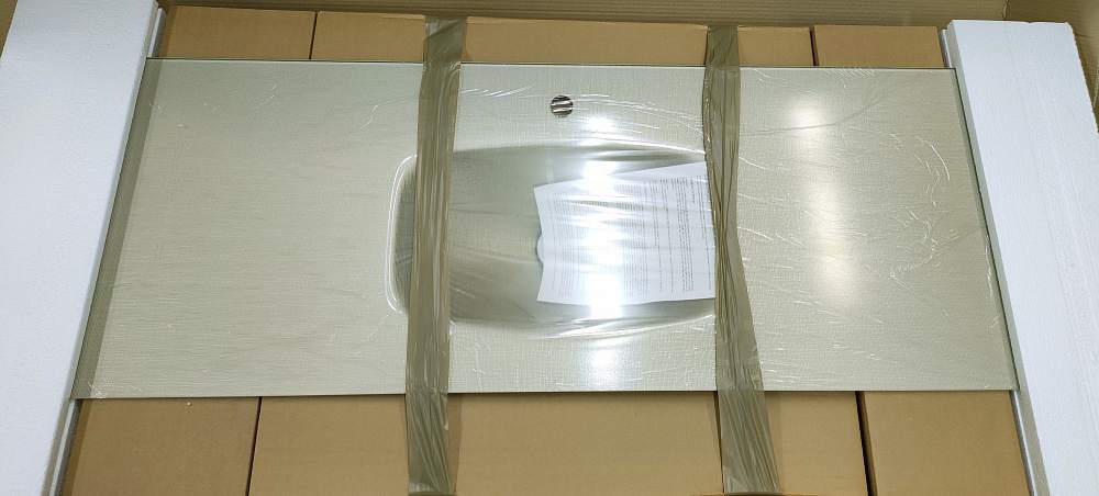 Раковина сантехническая из декорированного стекла, ширина 1504мм FLUIDO LM081504 от магазина ЛесКонПром.ру