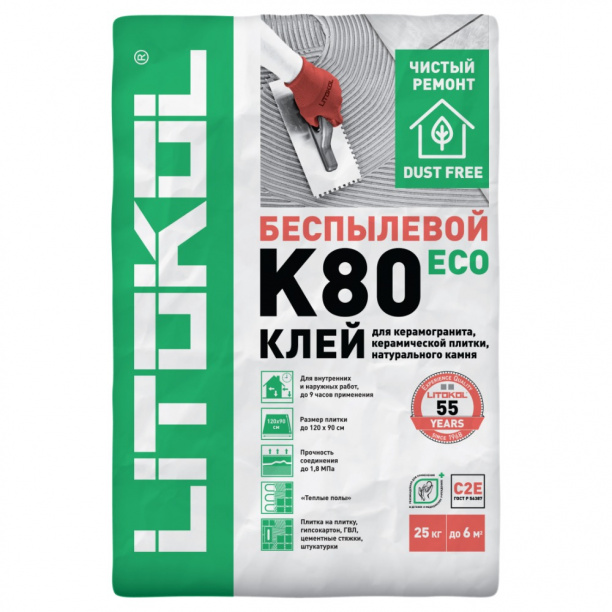 Клей для плитки LITOKOL LITOFLEX K80 ECO 25 кг от магазина ЛесКонПром.ру