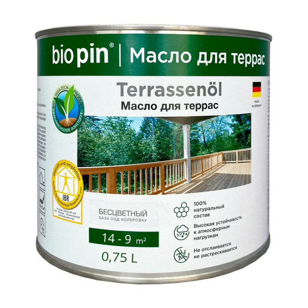 Масло для террас BioPin Terrassenol 0,75 л от магазина ЛесКонПром.ру